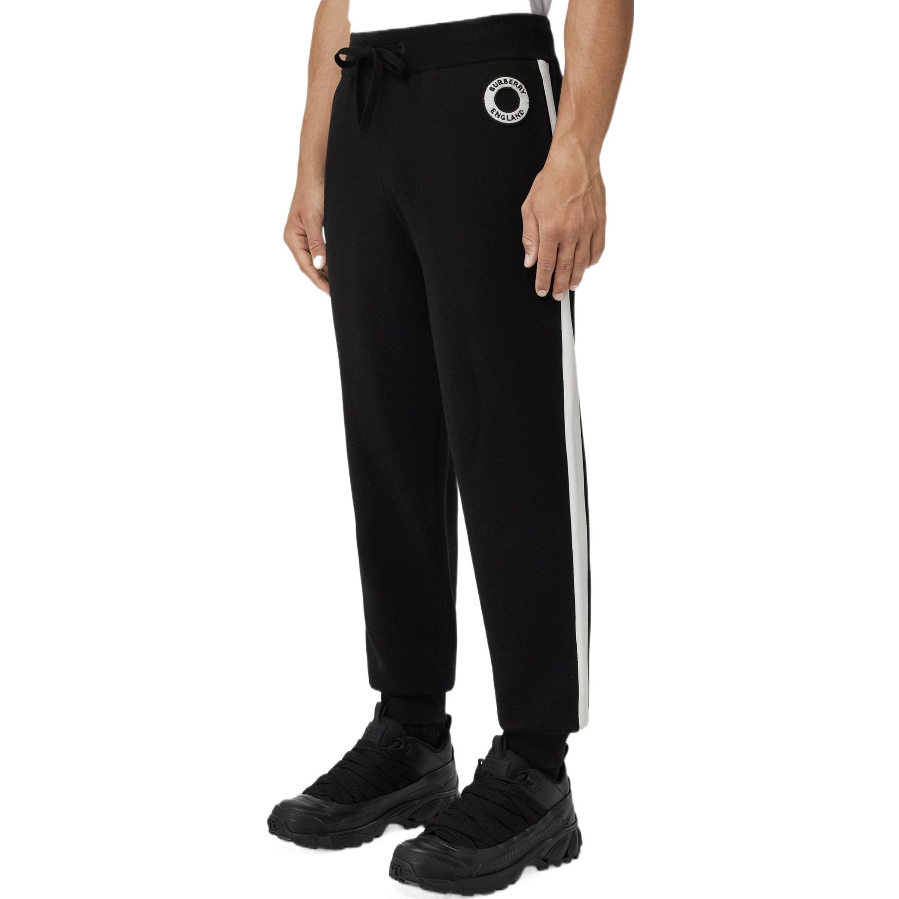 Shop Burberry FW22 Seluar Sweat Hitam Logo dengan Pinggang Elastik. 80587601