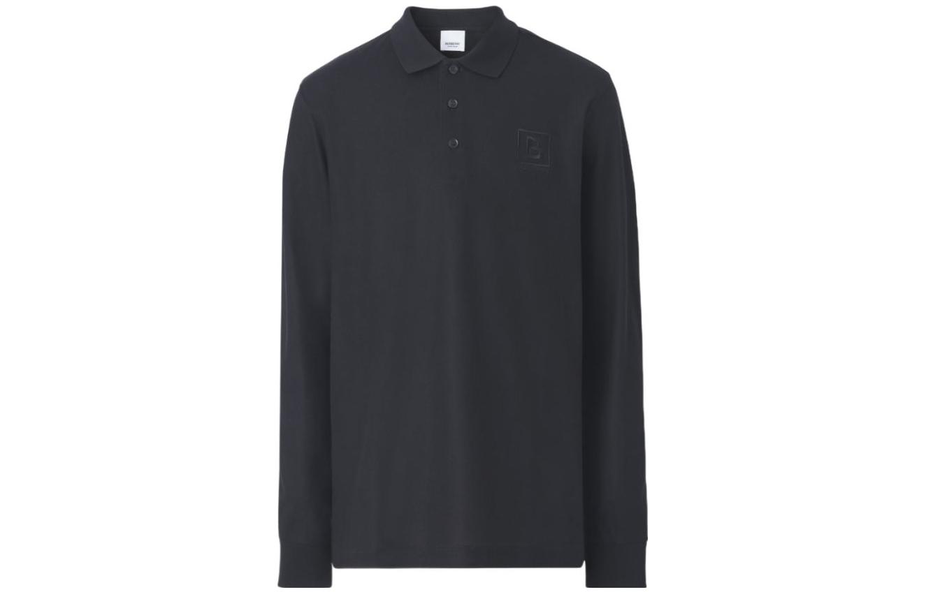Burberry FW22  Black Long Sleeve Polo Shirt with Embroidered Logo. 80530611