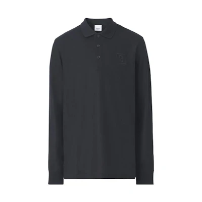Burberry FW22 Black Long Sleeve Polo Shirt with Embroidered Logo. 80530611