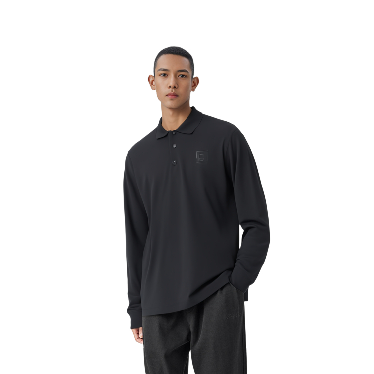 Shop Burberry FW22 Polo Manga Larga Negra con Logo Bordado. 80530611