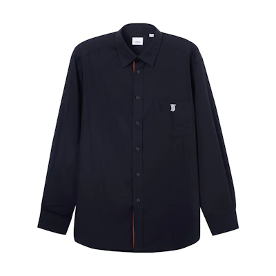 Burberry FW22 Black Long Sleeve Shirt with Logo Embroidery. 80574731