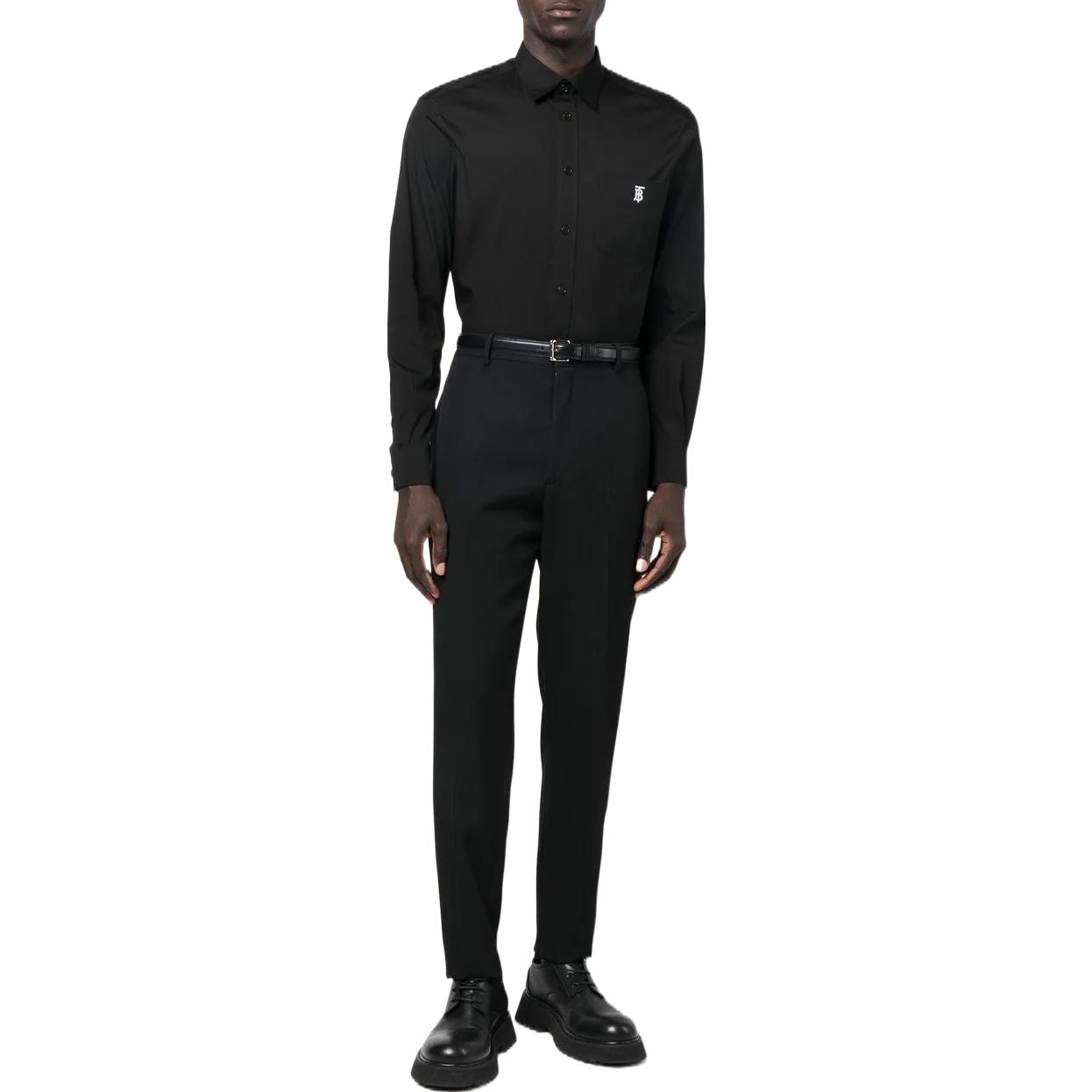 Burberry FW22  Black Long Sleeve Shirt with Logo Embroidery. 80574731 圖 5