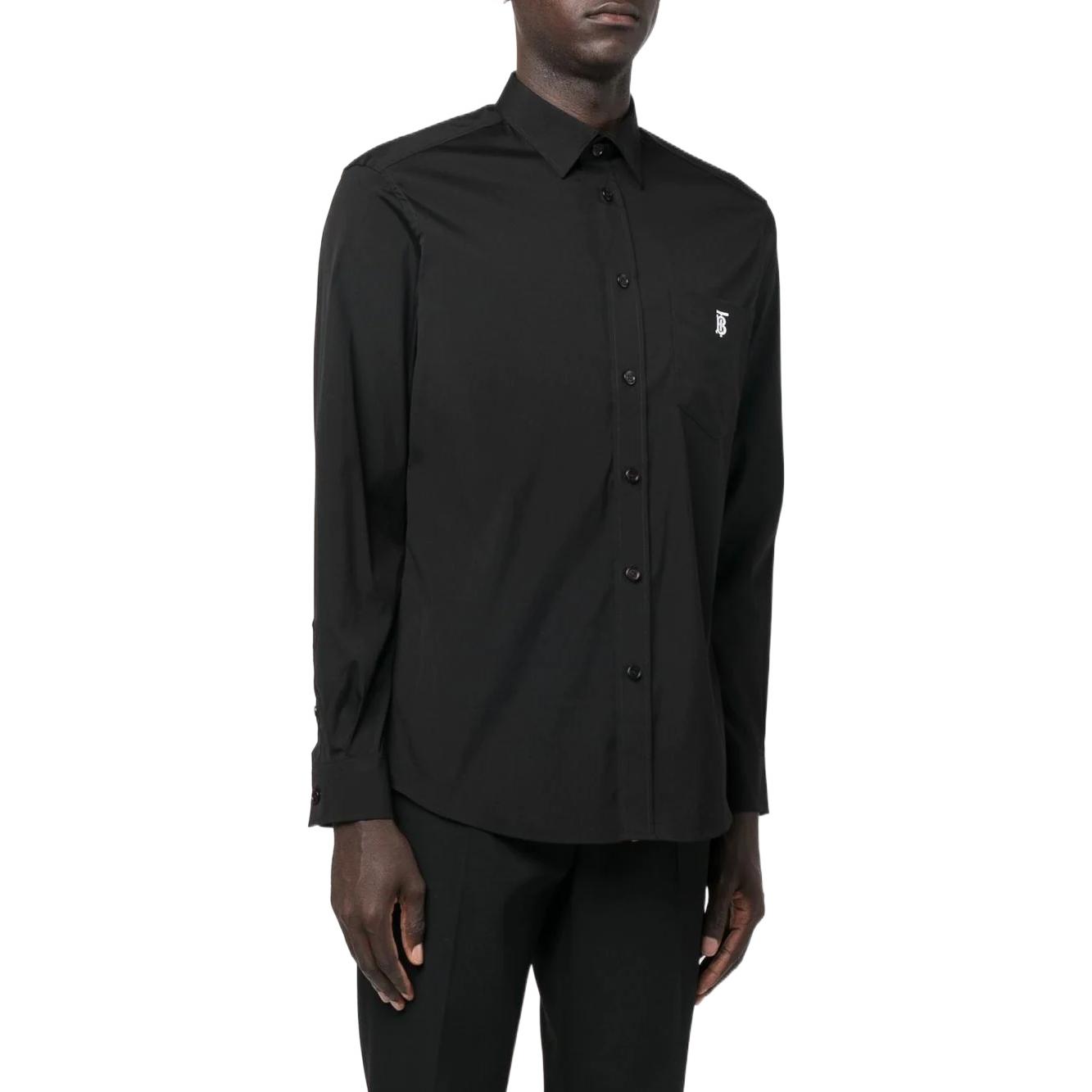 Burberry FW22  Black Long Sleeve Shirt with Logo Embroidery. 80574731 圖 6
