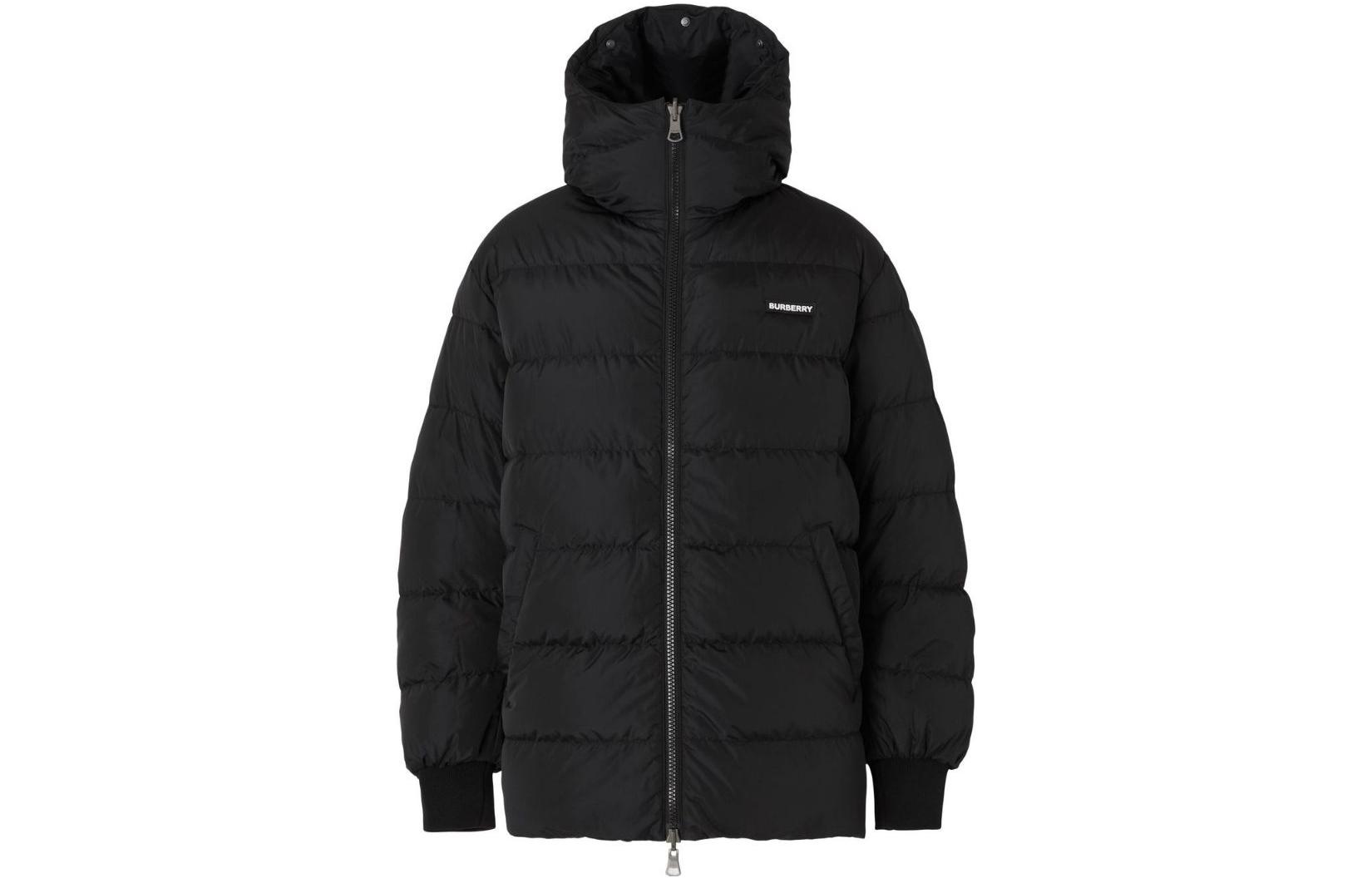 Order Burberry FW22 黑色連帽羽絨外套帶商標印花帽。 80601931