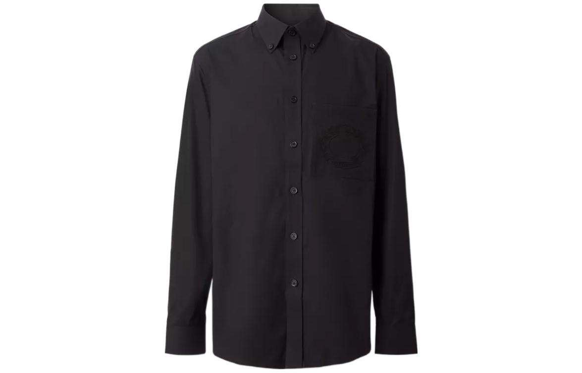 Order 버버리 FW22 오크 리프 자수 블랙 셔츠 싱글 브레스티드 디자인. 80648731