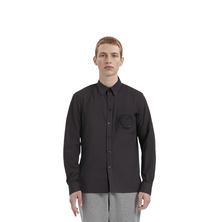 Lookbook 버버리 FW22 오크 리프 자수 블랙 셔츠 싱글 브레스티드 디자인. 80648731