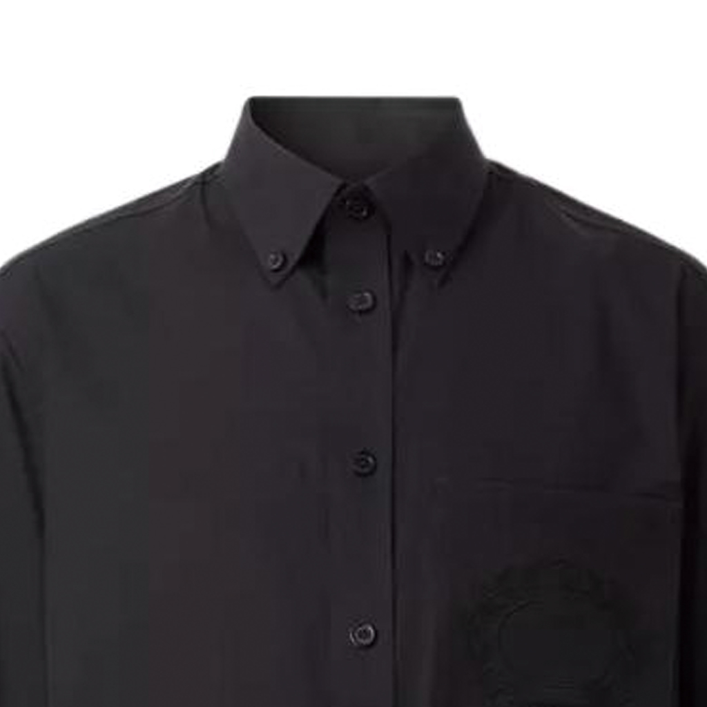 Details for 버버리 FW22 오크 리프 자수 블랙 셔츠 싱글 브레스티드 디자인. 80648731