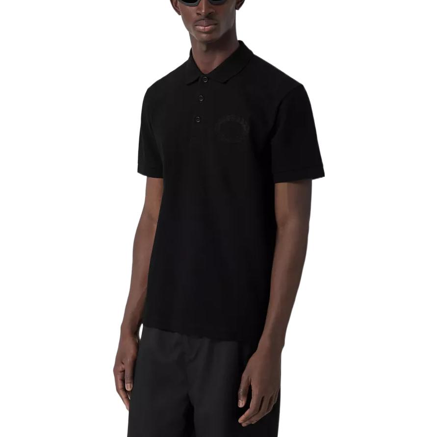 Purchase Burberry FW22  Black Short Sleeve Polo Shirt with Oak Leaf Embroidery. 80651791