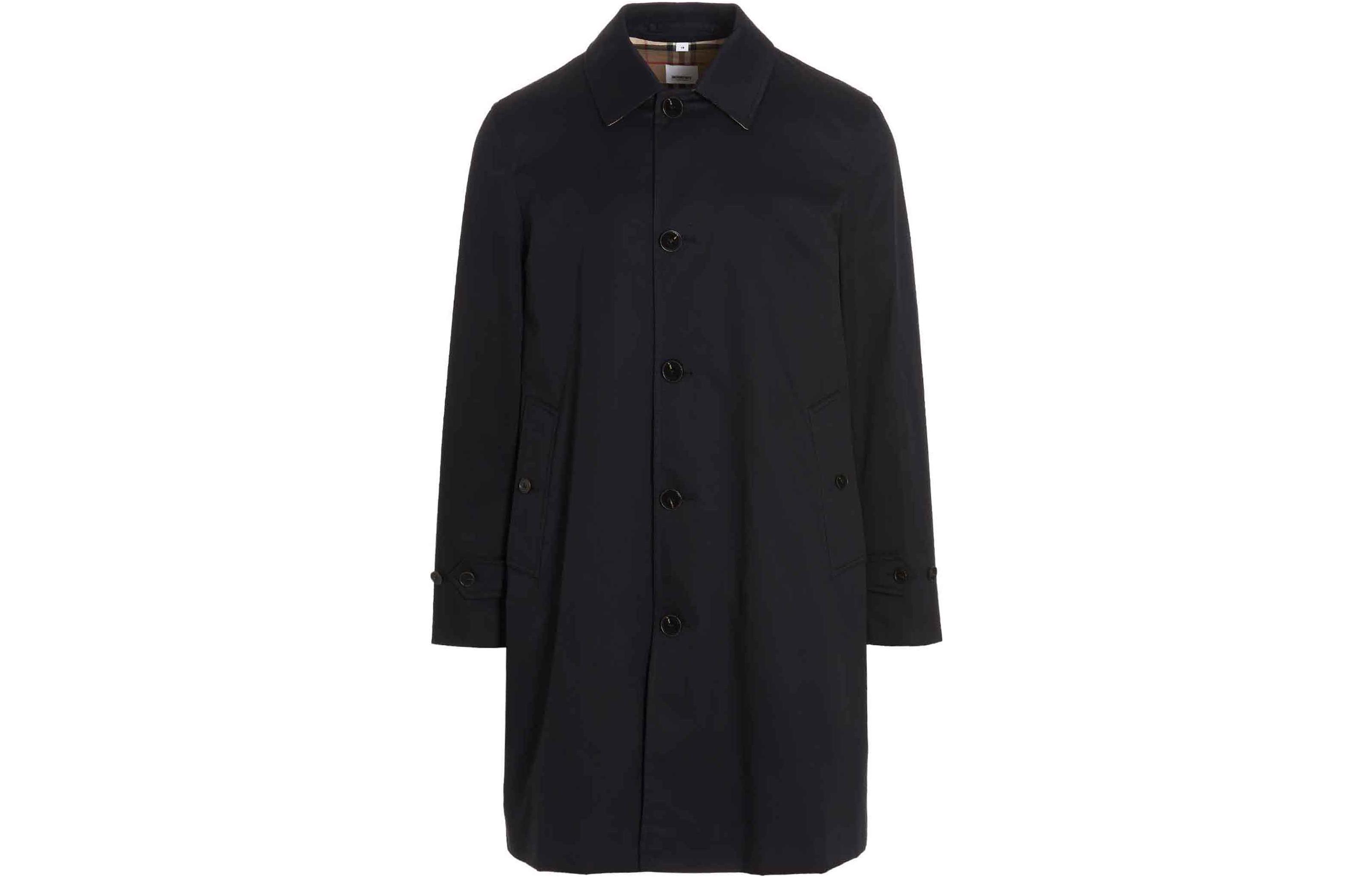 Burberry FW22  Black Solid Color Single-Breasted Mid-Length Trench Coat 80509271