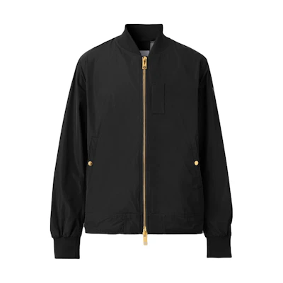 Burberry FW22 Black Solid Color Zip-Up Bomber Jacket. 80616491