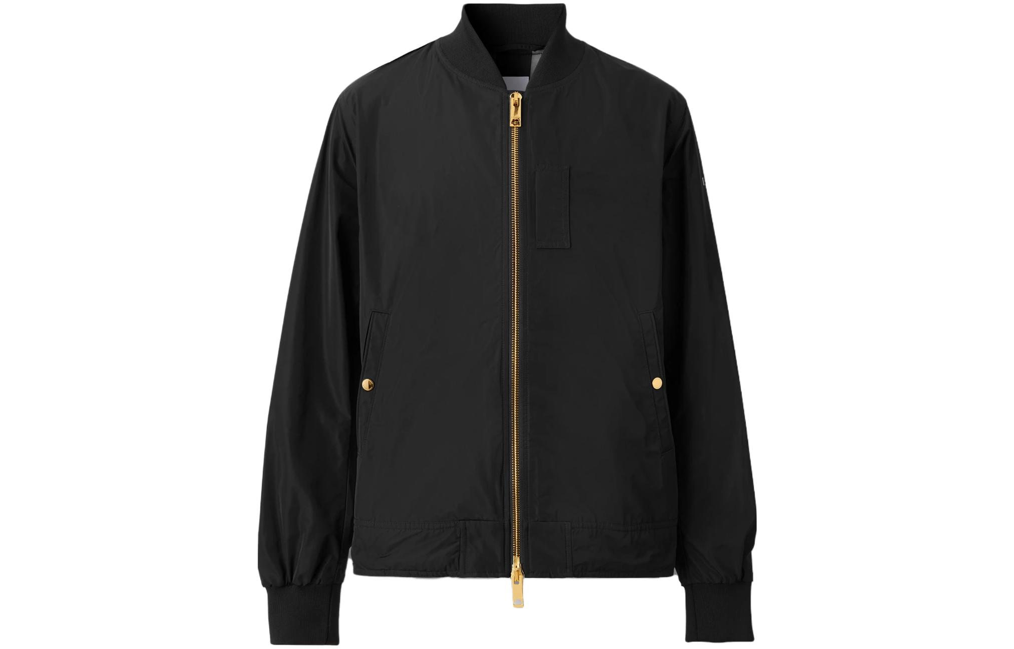 Order Burberry FW22  Black Solid Color Zip-Up Bomber Jacket. 80616491