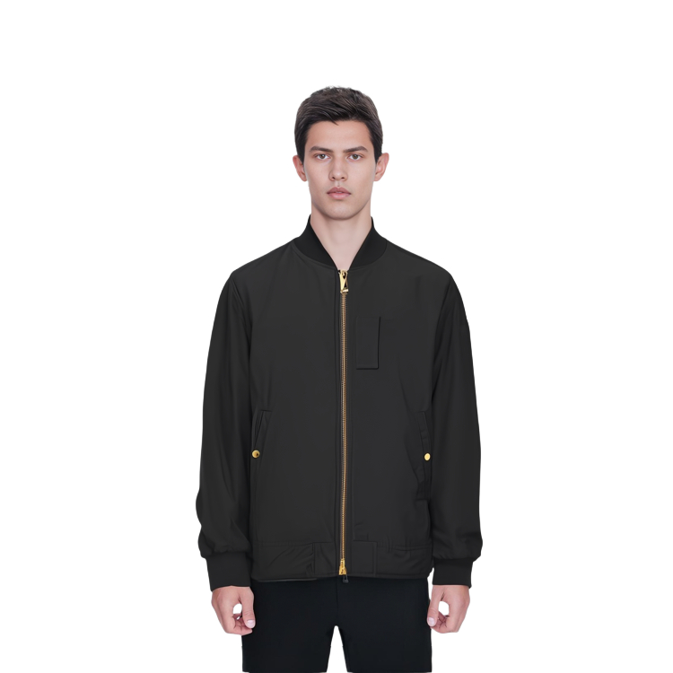 Lookbook Burberry FW22  Black Solid Color Zip-Up Bomber Jacket. 80616491