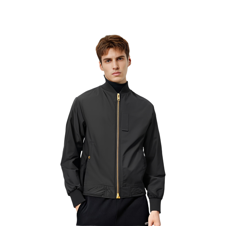 Shop Burberry FW22  Black Solid Color Zip-Up Bomber Jacket. 80616491