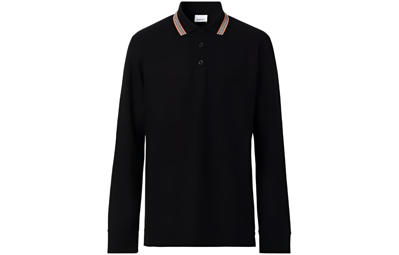 Lookbook Burberry FW22  Black Striped Collar Long Sleeve Polo Shirt. 80602671