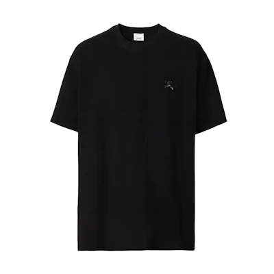 Burberry FW22 Black T-Shirt with Solid Color and Rhinestone Detail. 80651391