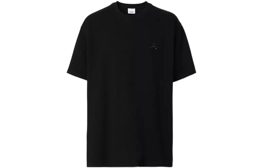 Burberry FW22  Black T-Shirt with Solid Color and Rhinestone Detail. 80651391 圖 2