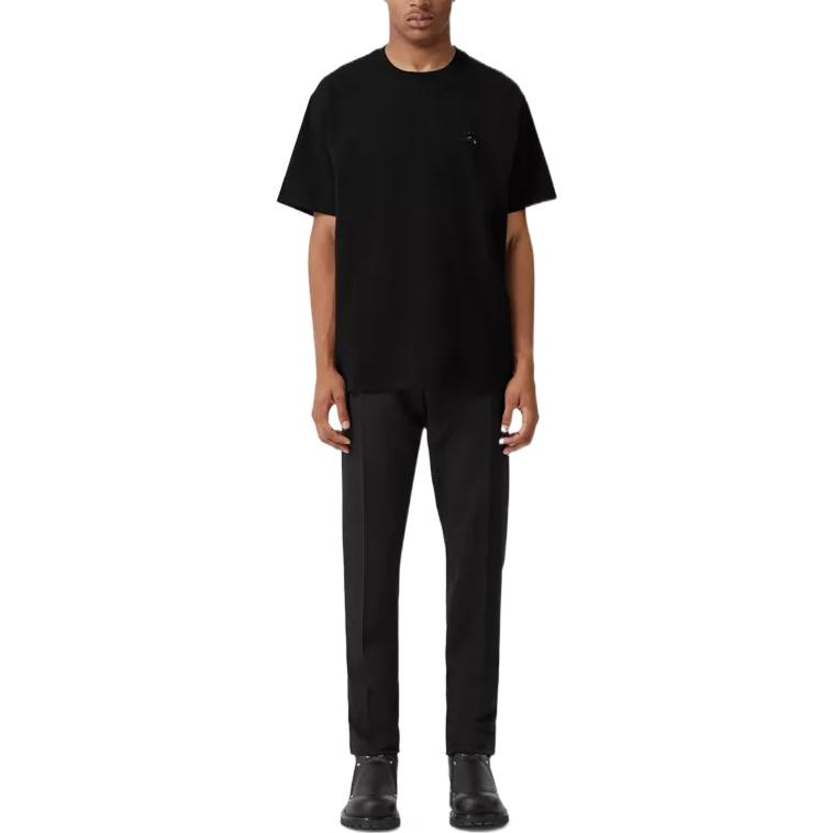 Burberry FW22  Black T-Shirt with Solid Color and Rhinestone Detail. 80651391 圖 3