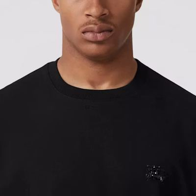 Burberry FW22 黑色純色水鑽細節短袖T恤 80651391 Purchase Burberry FW22 黑色純色水鑽細節短袖T恤 80651391