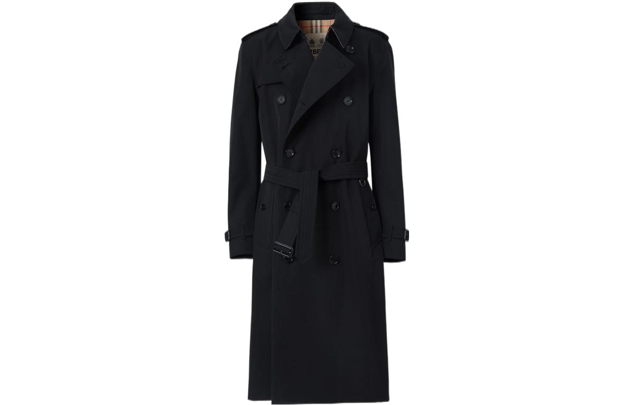 Burberry FW22  Black Trench Coat with Check Lining Double-Breasted. 80583331