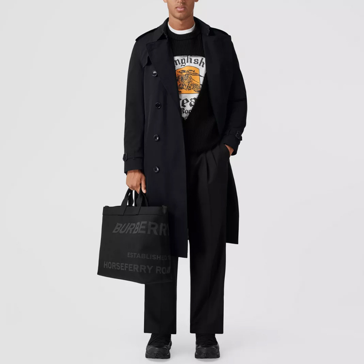 Burberry FW22  Black Trench Coat with Check Lining Double-Breasted. 80583331 圖 3