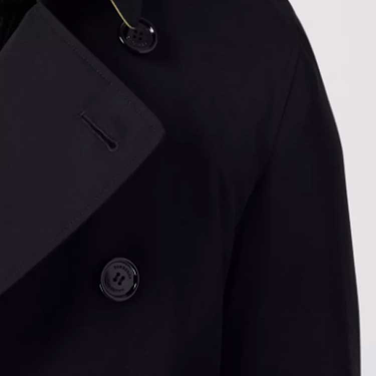 Burberry FW22  Black Trench Coat with Check Lining Double-Breasted. 80583331 圖 7