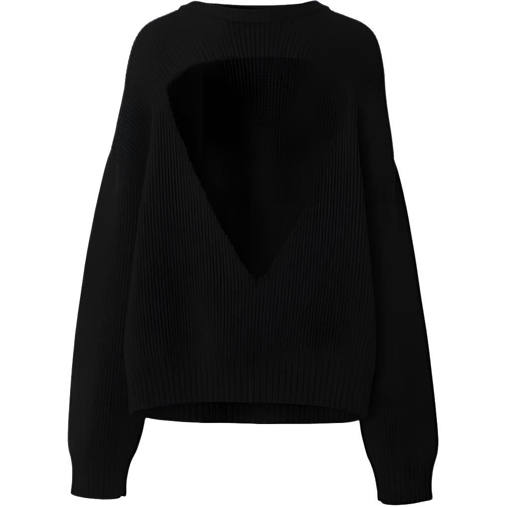 Burberry FW22  Black Triangle Cutout Knit Sweater Long Sleeve Pullover 80609391