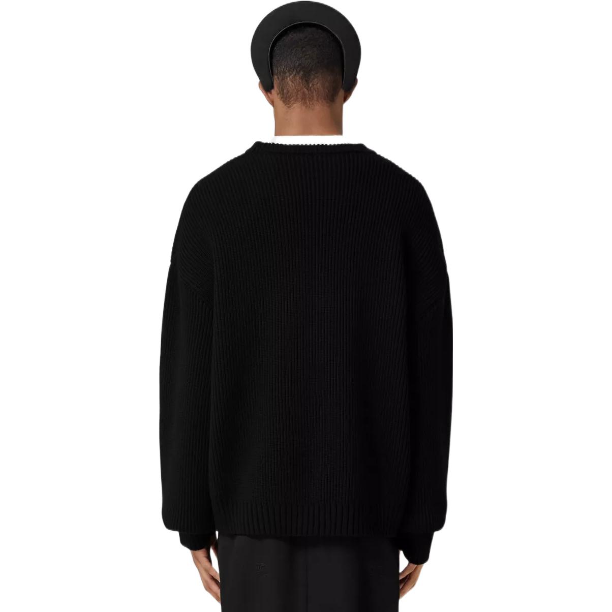 Shop Burberry FW22  Black Triangle Cutout Knit Sweater Long Sleeve Pullover 80609391