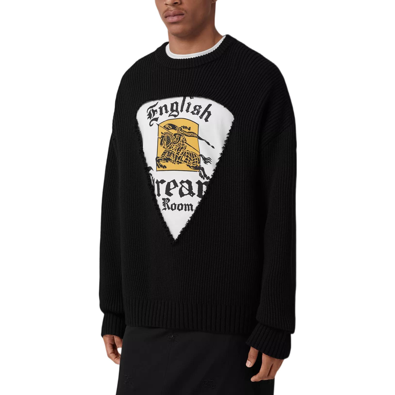 Purchase Burberry FW22  Black Triangle Cutout Knit Sweater Long Sleeve Pullover 80609391