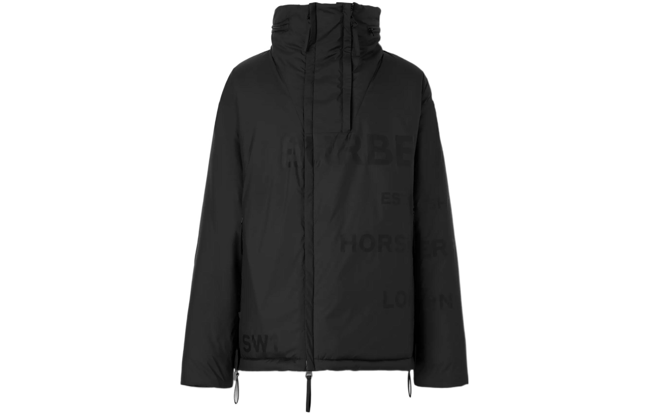 Order Burberry FW22  Black Zip-Up Loose-Fit Thick Cotton Jacket. 80579661