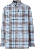 Burberry FW22 Blue Check Flannel Long Sleeve Shirt. 8058422PALE Burberry FW22 Blue Check Flannel Long Sleeve Shirt. 8058422PALE