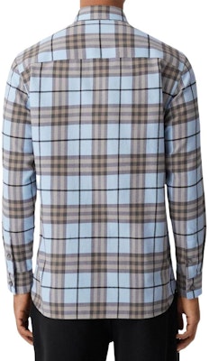 버버리 FW22 블루 체크 플란넬 긴팔 셔츠. 8058422PALE Shop 버버리 FW22 블루 체크 플란넬 긴팔 셔츠. 8058422PALE