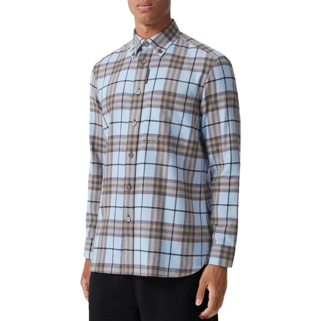 Purchase 버버리 FW22 블루 체크 플란넬 긴팔 셔츠. 8058422PALE