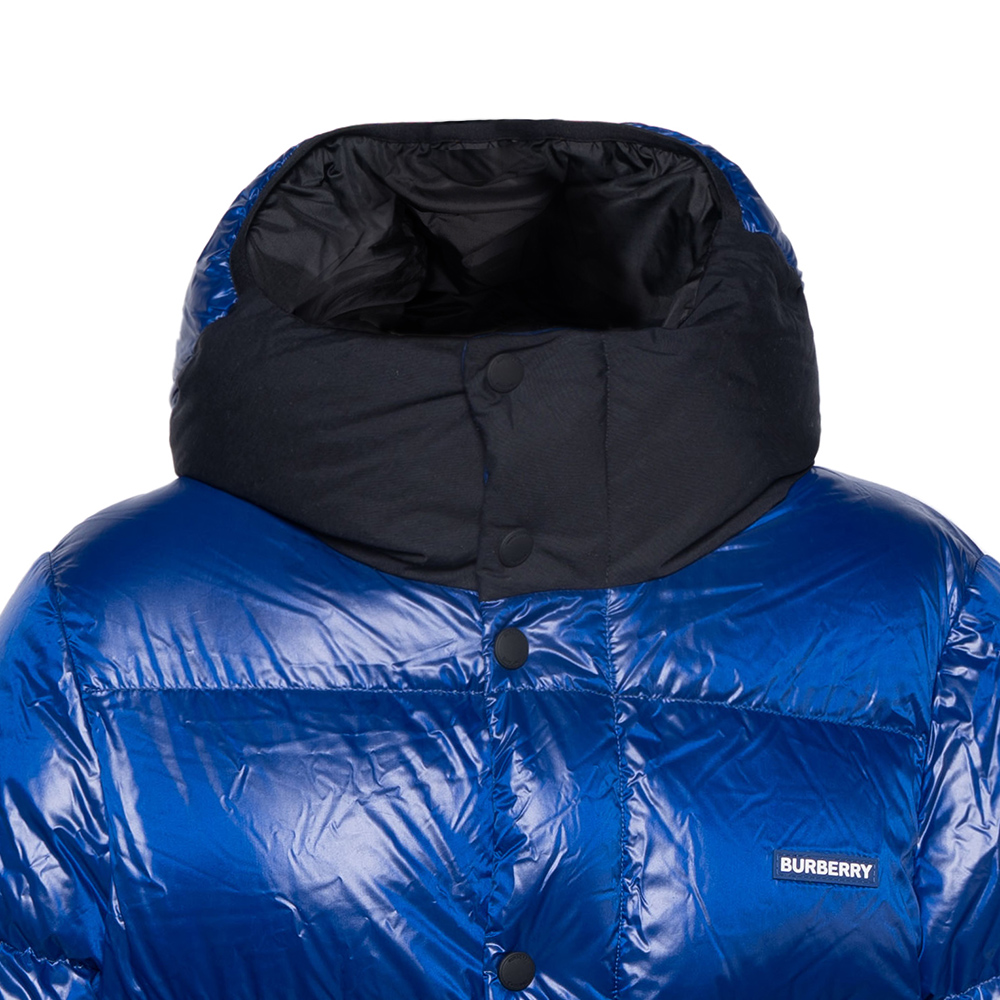 Details for Burberry FW22 藍色徽標印花連帽拉鍊羽絨外套 80583291