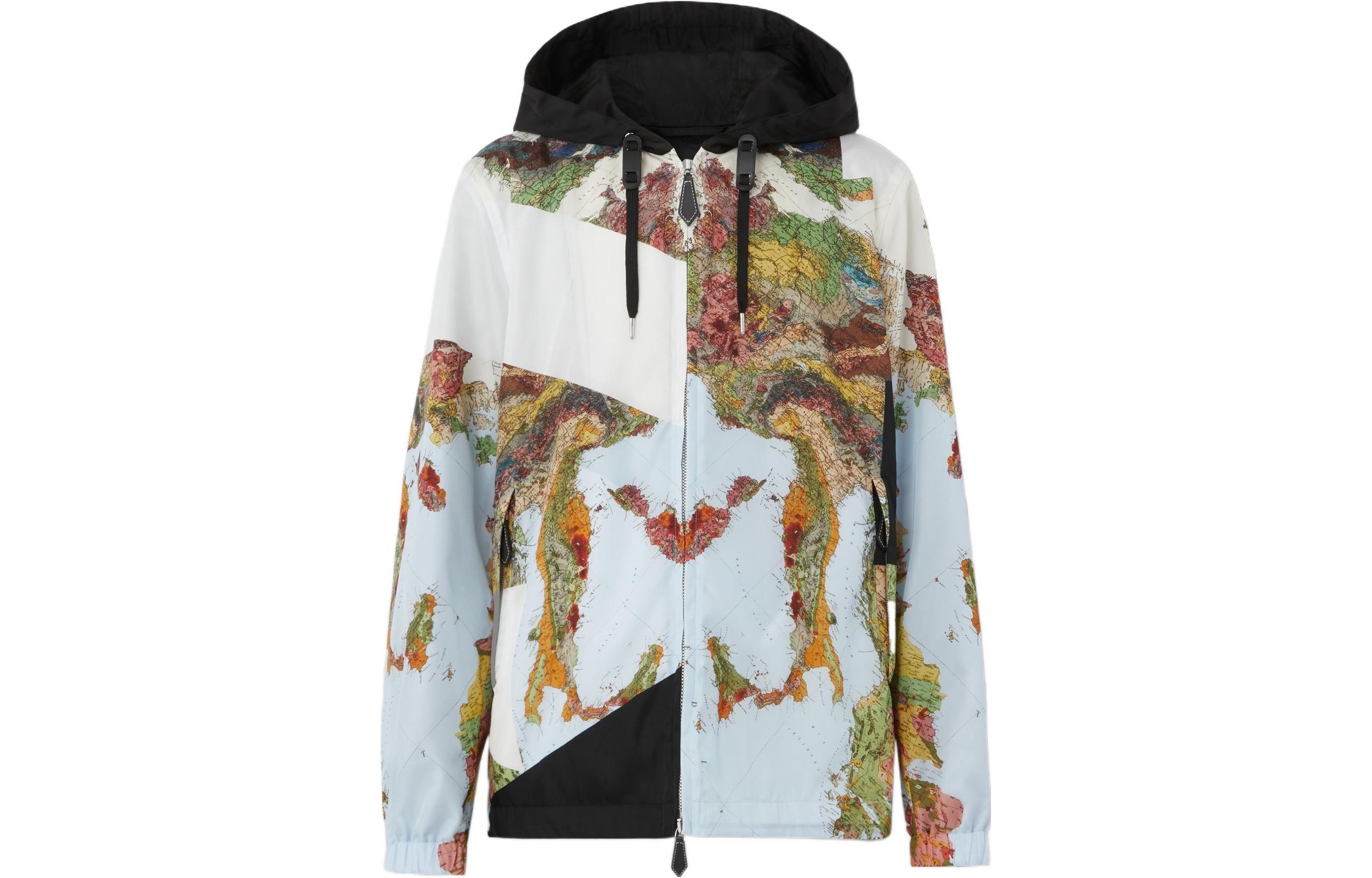 Order Burberry FW22  Blue Printed Hooded Zip-Up Jacket 80559911