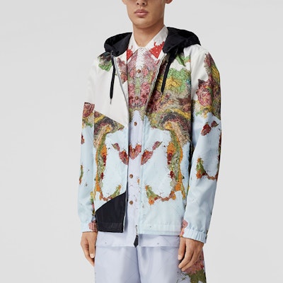 Burberry FW22 Blue Printed Hooded Zip-Up Jacket 80559911 Purchase Burberry FW22 Blue Printed Hooded Zip-Up Jacket 80559911