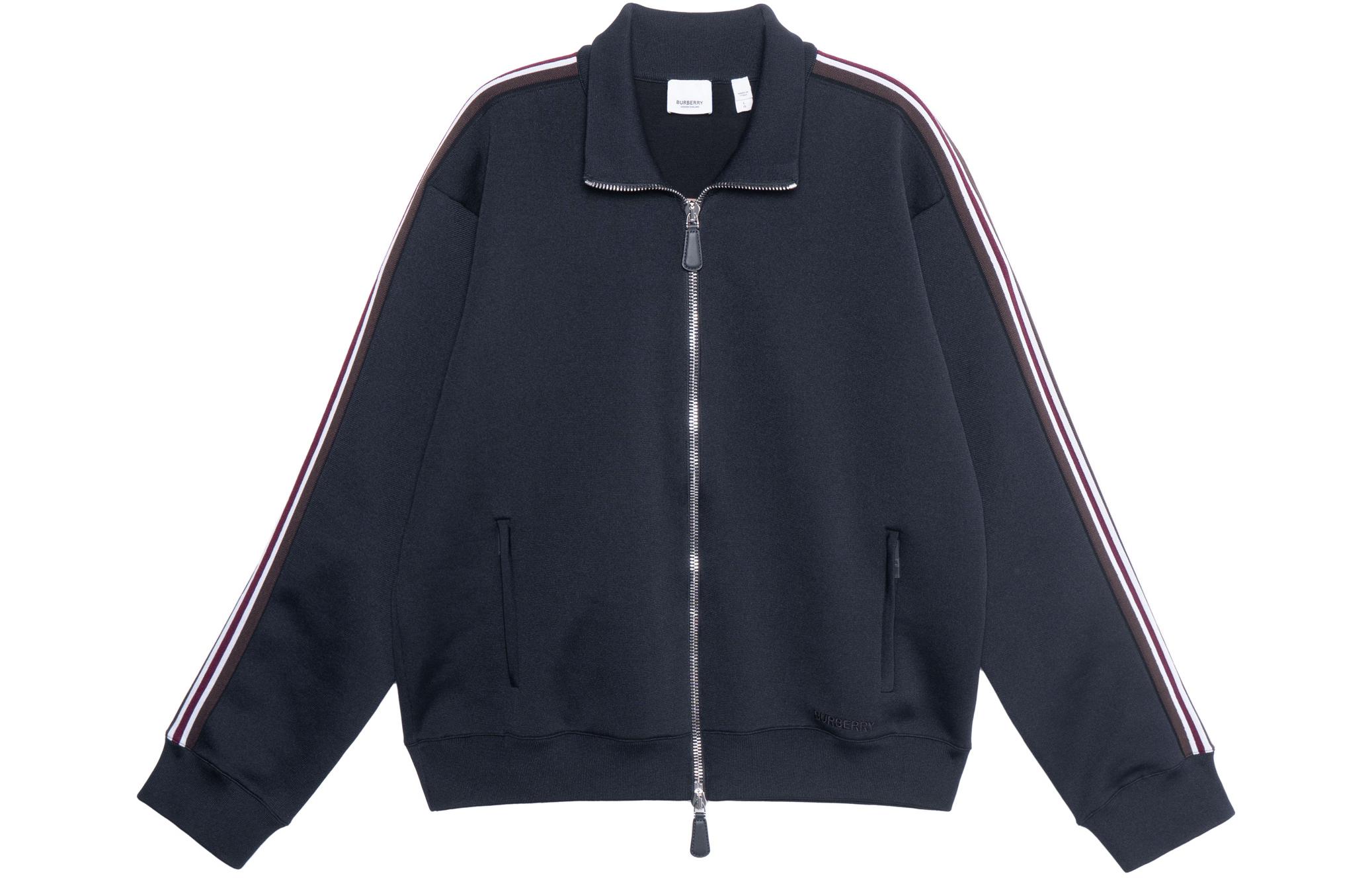 Burberry FW22  Blue Solid Stand Collar Zip-Up Striped Jacket. 80636511 圖 2