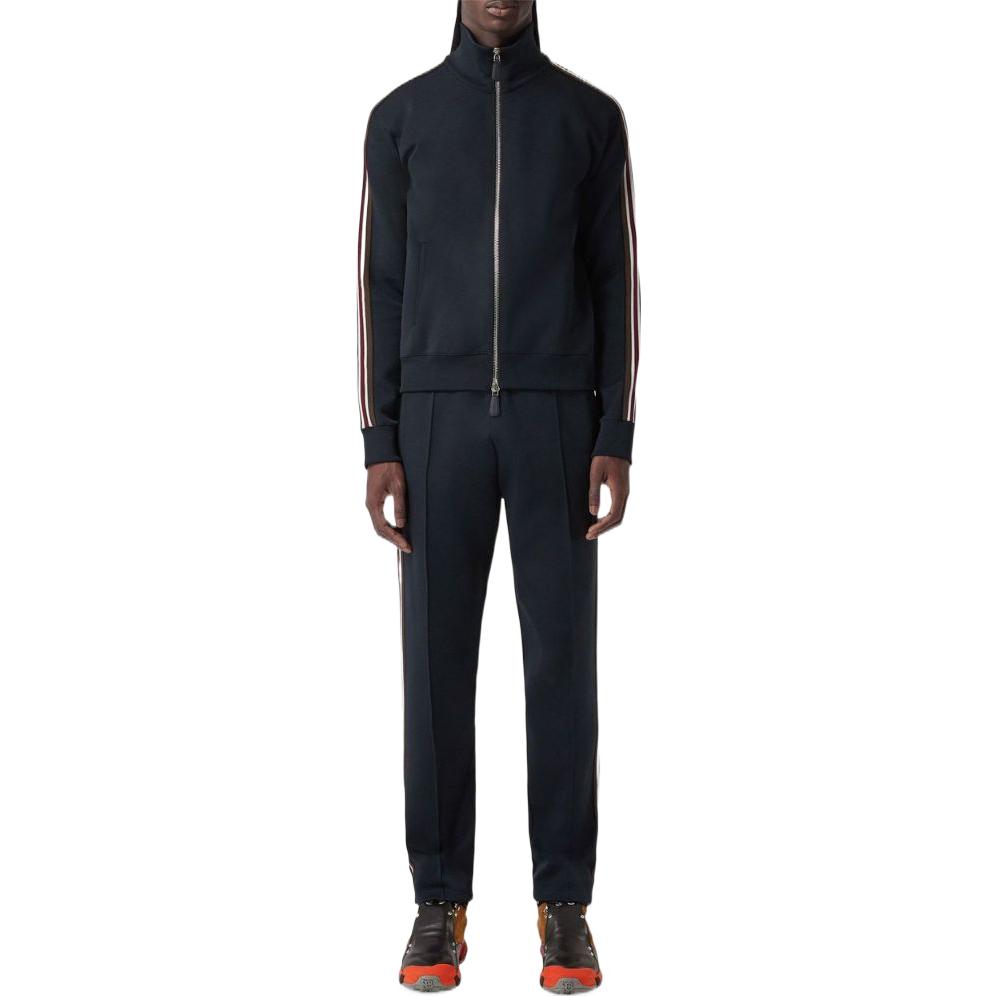 Burberry FW22  Blue Solid Stand Collar Zip-Up Striped Jacket. 80636511 圖 4