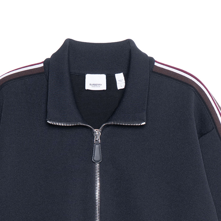 Burberry FW22  Blue Solid Stand Collar Zip-Up Striped Jacket. 80636511 圖 7