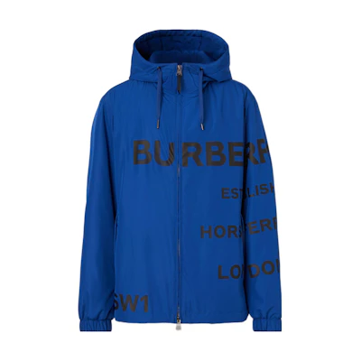 Burberry FW22 Blue Zip-Up Hoodie Jacket with Logo Print. 80584201