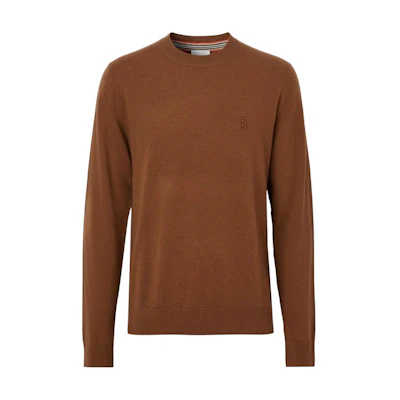 Burberry FW22 Brown Cashmere Knit Pullover with Signature Logo. 80607571
