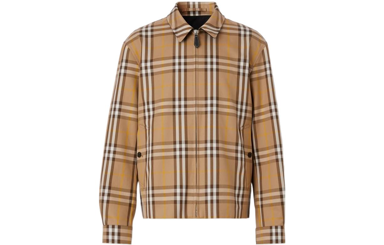 Burberry FW22  Brown Plaid Reversible Zip-Up Jacket with Collar 80544821
