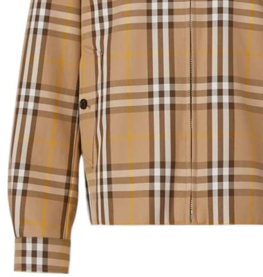 博柏利2022秋冬棕色格纹双面拉链外套带领子 80544821 Cheap 博柏利2022秋冬棕色格纹双面拉链外套带领子 80544821