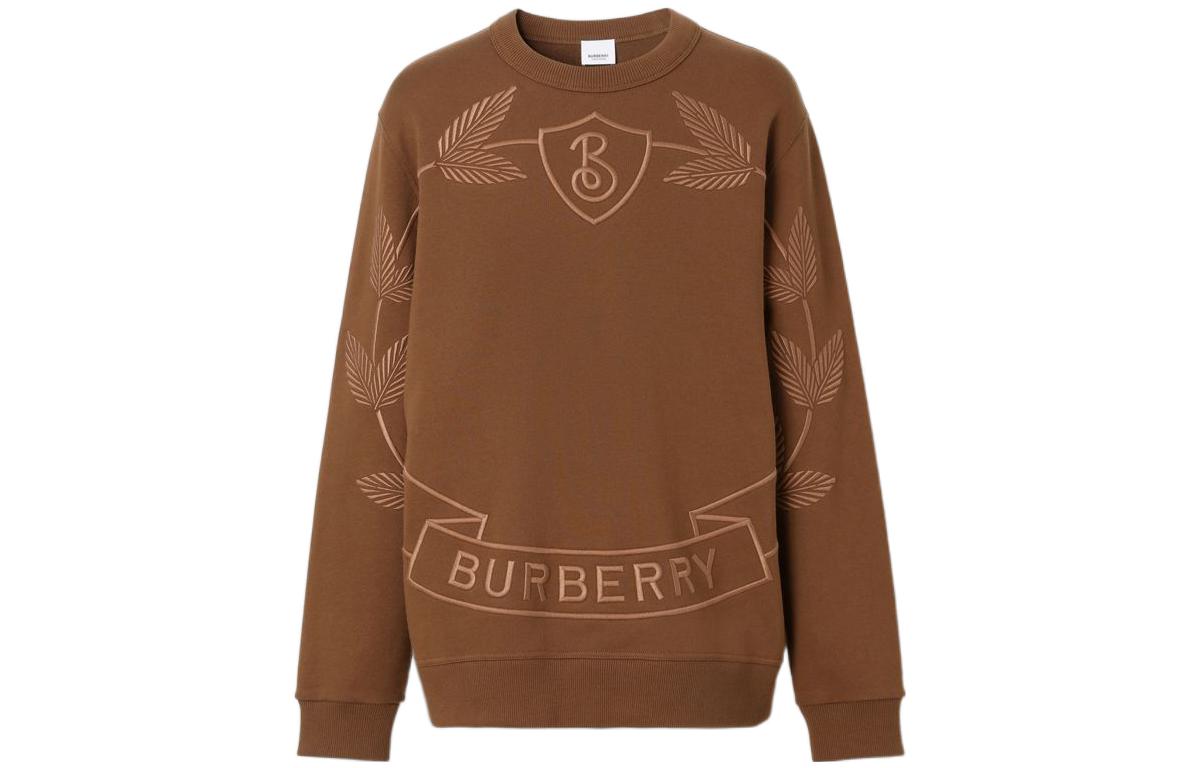 Burberry FW22  Brown Sweatshirt with Letter Logo and Leaf Embroidery. 80632011