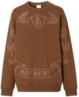 Order Burberry FW22 棕色字母標誌與葉子刺繡圓領衛衣 80632011