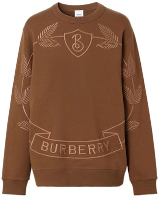Burberry FW22 Brown Sweatshirt with Letter Logo and Leaf Embroidery. 80632011 Order Burberry FW22 Brown Sweatshirt with Letter Logo and Leaf Embroidery. 80632011