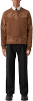 Shop Burberry FW22 棕色字母標誌與葉子刺繡圓領衛衣 80632011