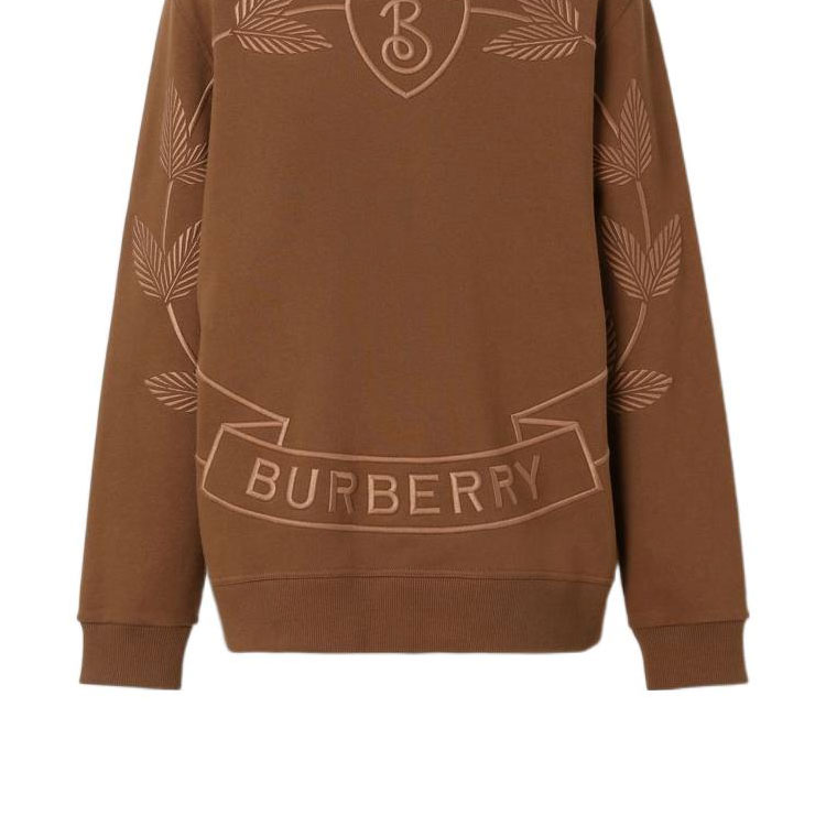 Purchase Burberry FW22  Brown Sweatshirt with Letter Logo and Leaf Embroidery. 80632011