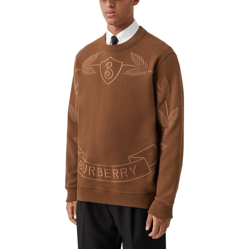 Details for Burberry FW22  Brown Sweatshirt with Letter Logo and Leaf Embroidery. 80632011