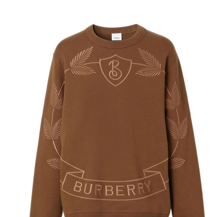 Sizing Burberry FW22  Brown Sweatshirt with Letter Logo and Leaf Embroidery. 80632011