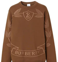 Sizing Burberry FW22 棕色字母標誌與葉子刺繡圓領衛衣 80632011